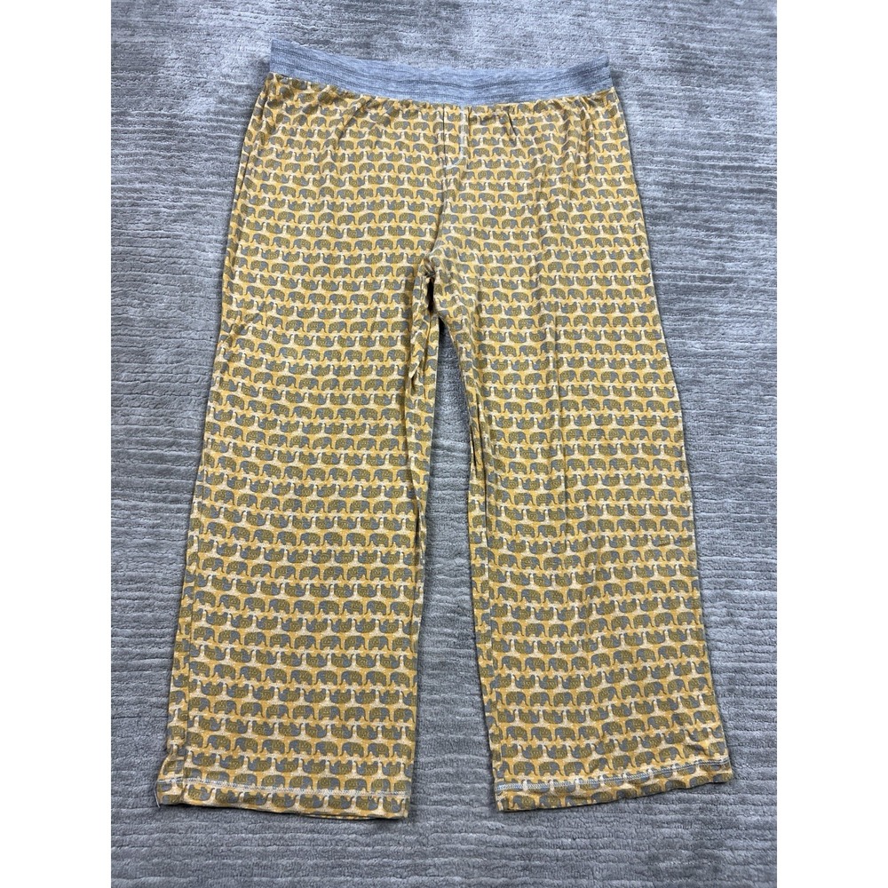 Layla Pajama Pants Womens Medium Yellow Elephant Print Pull On Rayon Blend
